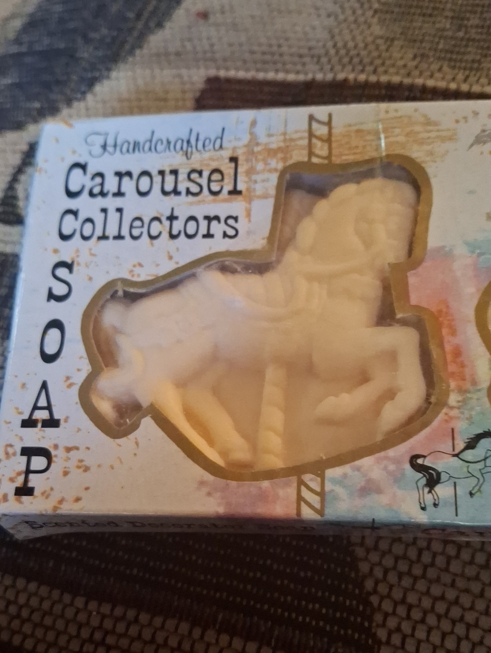 Handcrafted Cream Horse Soap  Decorative Bath Bar Peach Vintage